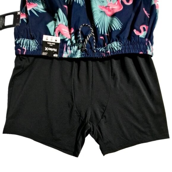 Hurley XL Men's Elastic Waist Dark Blue/Pink Flamingo Swim Trunks Stretch Volley - Picture 12 of 13